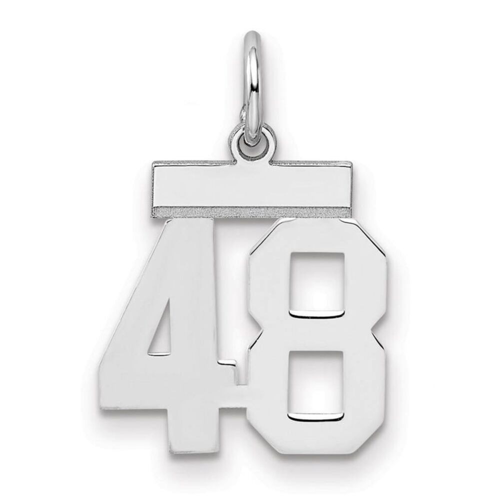 Sterling Silver, Athletic Collection, Small Polished Number 48 Pendant
